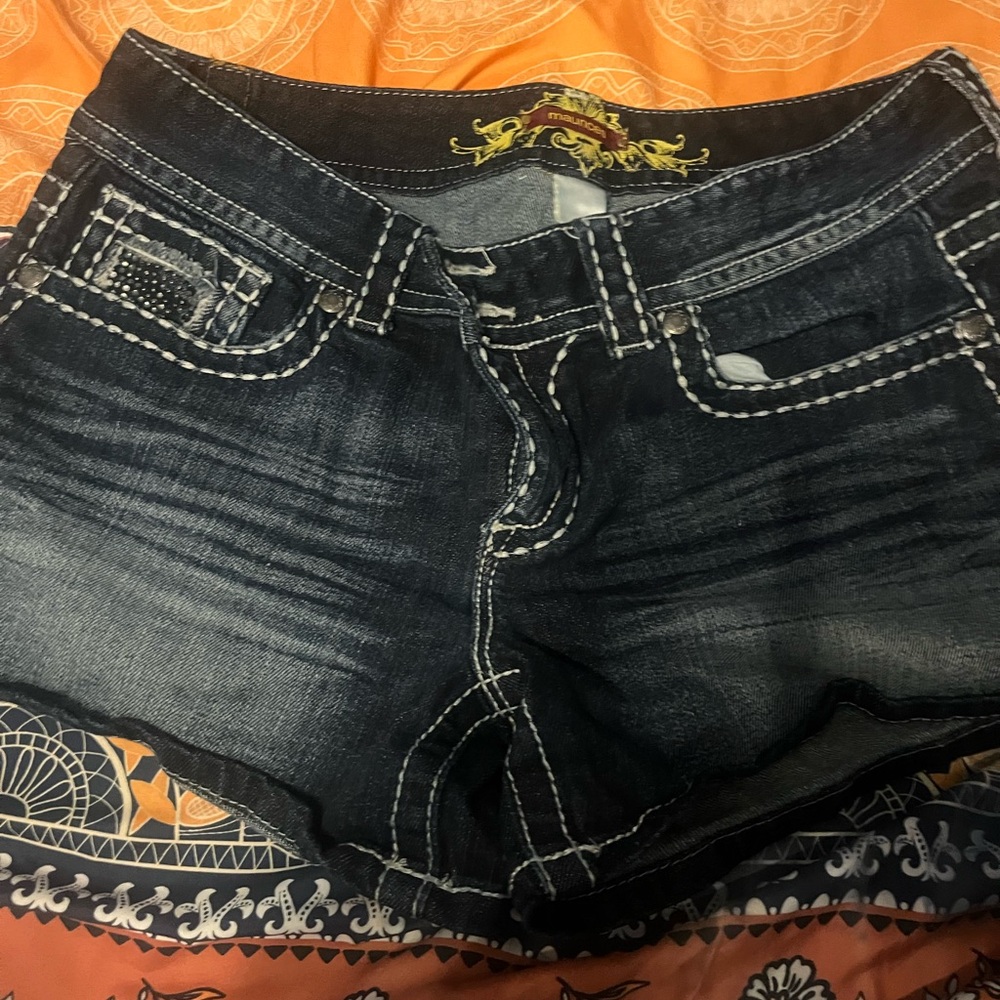 Maurices Dark Wash Blue Denim Jean Shorts